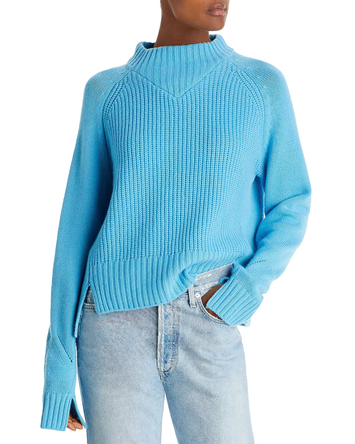 Monrow Wool Cashmere Mock Neck sweater, women's clothing, wool sweater, sweater, mockneck sweater, fashion