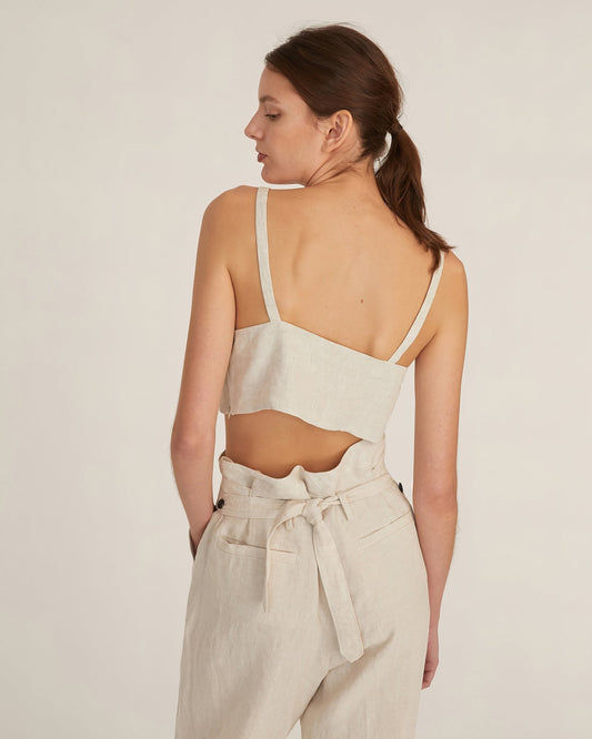 Marissa Webb Paloma Linen Tie Front Top