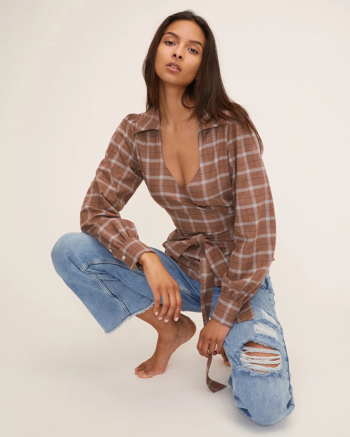 Marissa Webb Mia Flannel Wrap Top