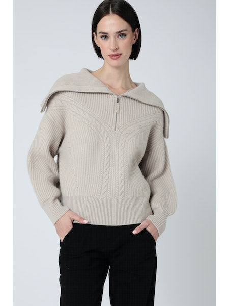 Berenice. Adelys Zip Neck Sweater, sweater, wide collar sweater, pullover sweater, knit sweater, women's clothing