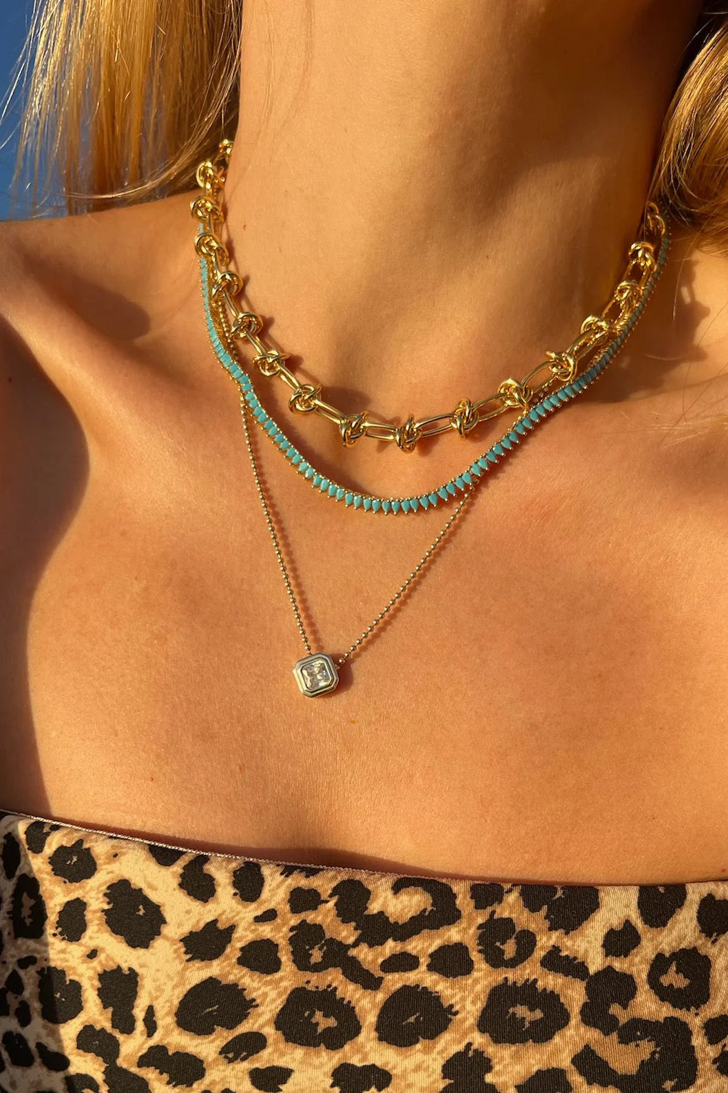 Native Gem Symphony Mini Teardrop Necklace in Turquoise, jewelry, women's accessories