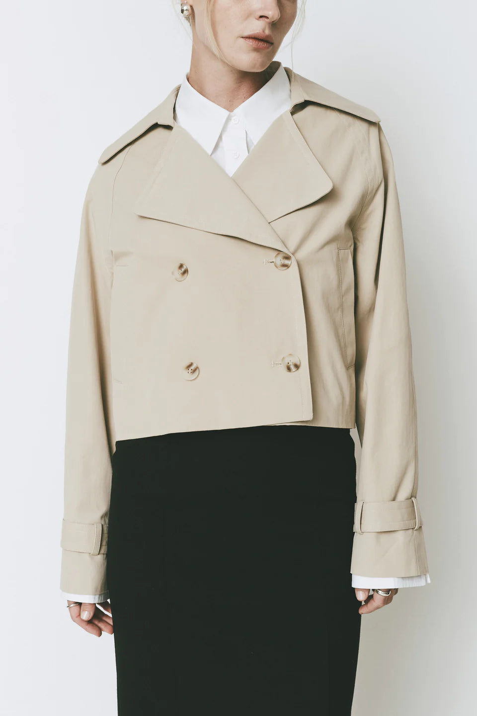 Sophie Rue Honore Cropped Trench Coat, cropped coat, trench coat, cropped trench coat, women's clothing