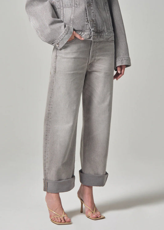 Citizens of Humanity Ayla Quartz Grey, baggy jeans, cuffed denim jeans, oversized denim, women's clothing