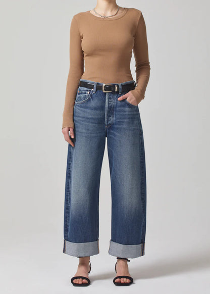 Citizens of Humanity Ayla, baggy jeans, cuffed denim, relaxed rise denim, oversized silhouette, rolled inseam, women's clothing