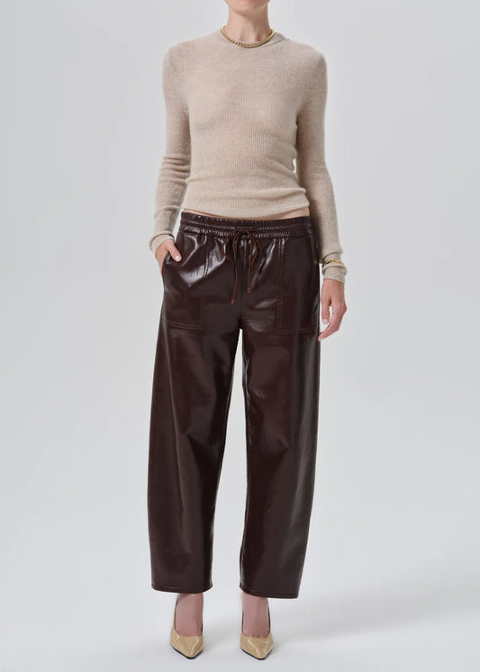 Citizens of Humanity Recycled Leather Rework Pull on Pant, a relaxed, ankle-length silhouette with a drawstring waistband and patch pockets. Crafted from midweight recycled leather. Women's clothing