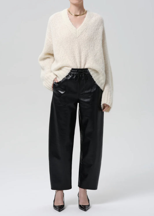 Citizens of Humanity Recycled Leather Rework Pull on Pant, a relaxed, ankle-length silhouette with a drawstring waistband and patch pockets. Crafted from midweight recycled leather. Women's clothing