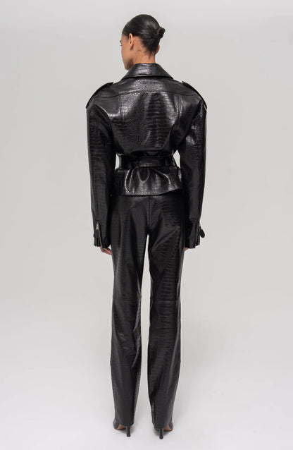 Ronny Kobo Lilou Jacket Black, faux leather jacket, jacket, outerwear, women's clothing