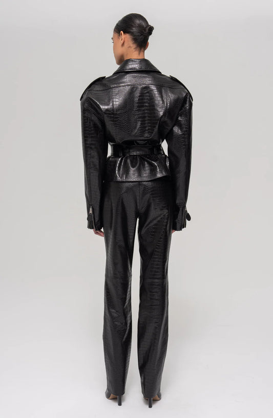 Ronny Kobo Lilou Jacket Black, faux leather jacket, jacket, outerwear, women's clothing