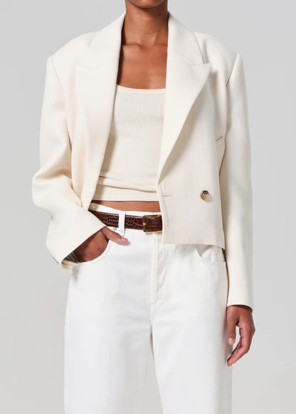 Citizens of Humanity Coren Cropped Blazer, cropped blazer, blazer, white blazer, top, women's clothing