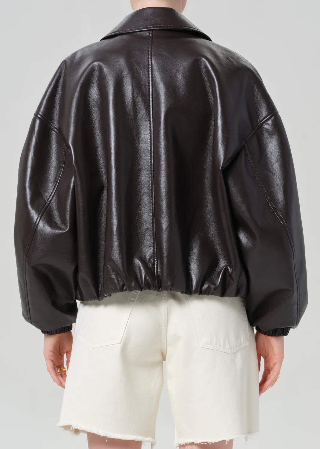 Citizens of Humanity Bubble Hem Bomber jacket, cropped leather bomber jacket, leather jacket, women's clothing