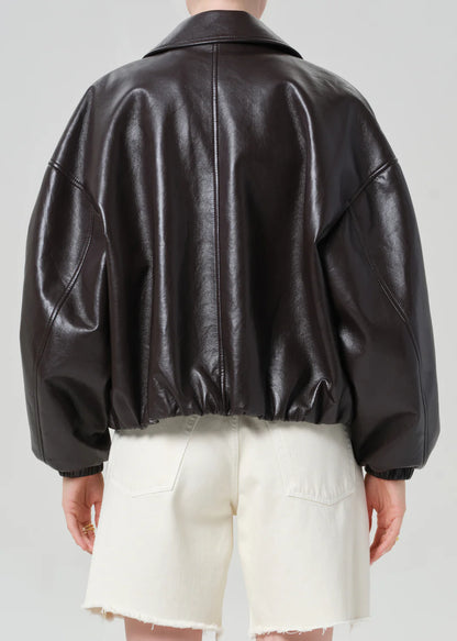 Citizens of Humanity Bubble Hem Bomber jacket, cropped leather bomber jacket, leather jacket, women's clothing