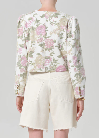Citizens of Humanity Anita Puff Sleeve Jacket, cropped jacket, floral jacket, spring jacket, women's clothing