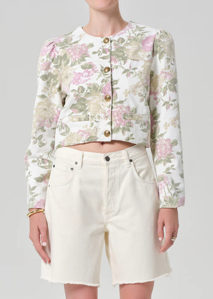 Citizens of Humanity Anita Puff Sleeve Jacket, cropped jacket, floral jacket, spring jacket, women's clothing