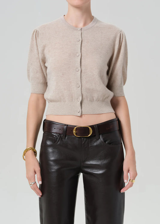 Citizens of Humanity Raina Pointelle Short Sleeve Cardigan, cardigan sweater, short sleeved cardigan sweater, women's clothing