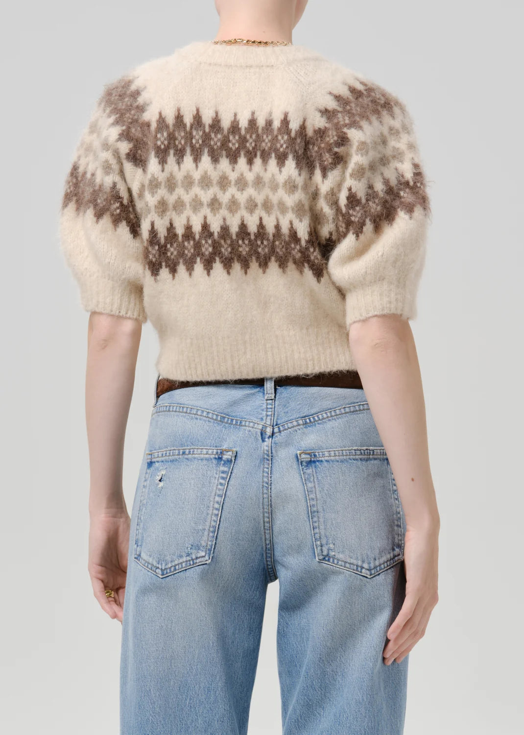 Citizens of Humanity Molly Fairisle Cardigan, Puff Sleeve Cardigan has a cropped, softly structured silhouette with button-front closure and puff sleeves. Crafted from a soft wool blend, women's clothing