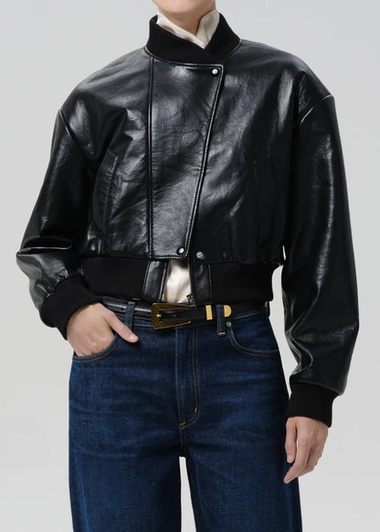 Citizens of Humanity Camille Moto Leather Jacket, black leather jacket, women's outerwear