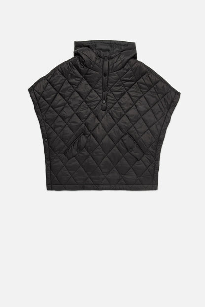 Dèluc Otis Puffer Poncho, poncho, outerwear, Hooded quilted poncho, women's clothing