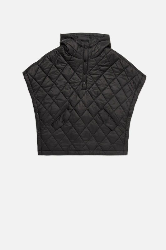 Dèluc Otis Puffer Poncho, poncho, outerwear, Hooded quilted poncho, women's clothing