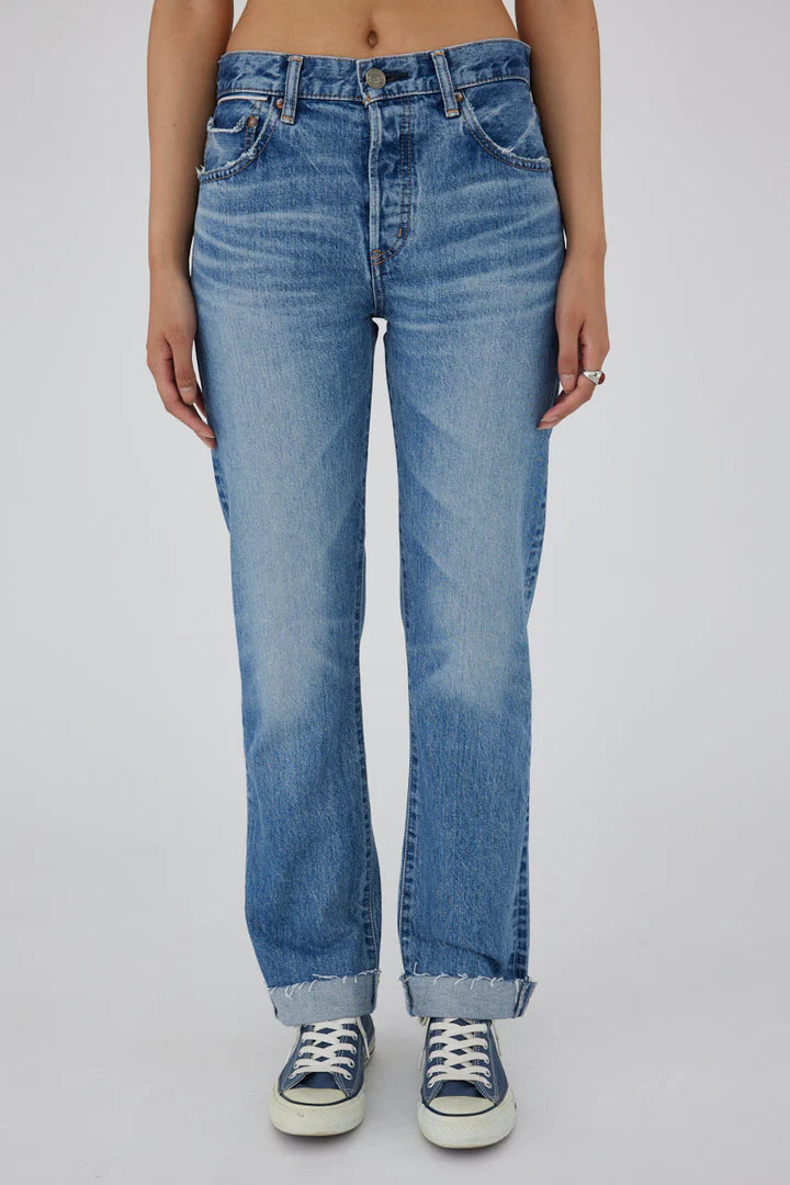 Moussy, MV Seagraves Straight Denim, Straight fit jeans, high-rise denim with cuffed hem detail, denim jeans, women's clothing
