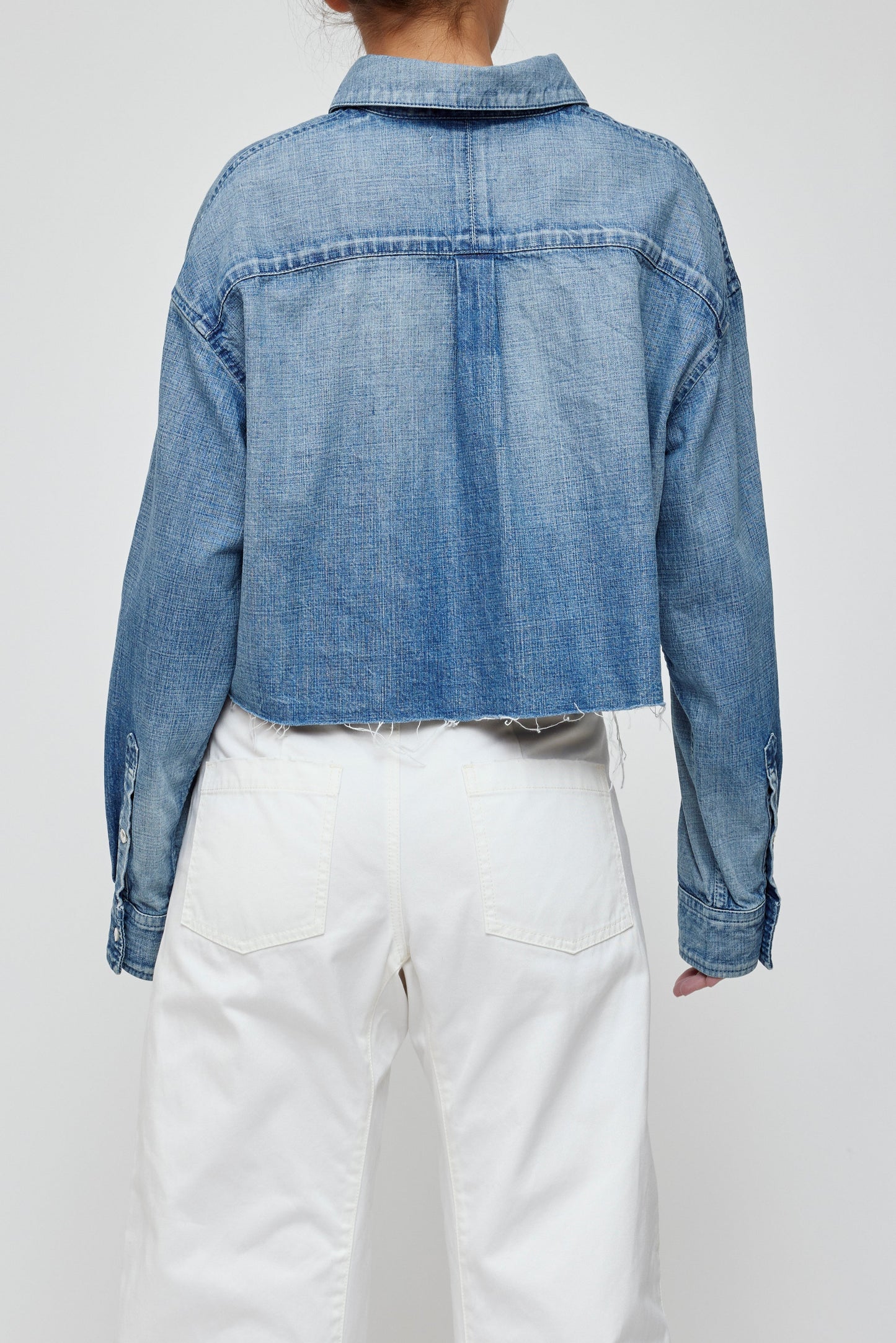 Moussy Manorhaven Cropped Shirt, cropped shirt, denim shirt, jean shirt, button down shirt, women's clothing