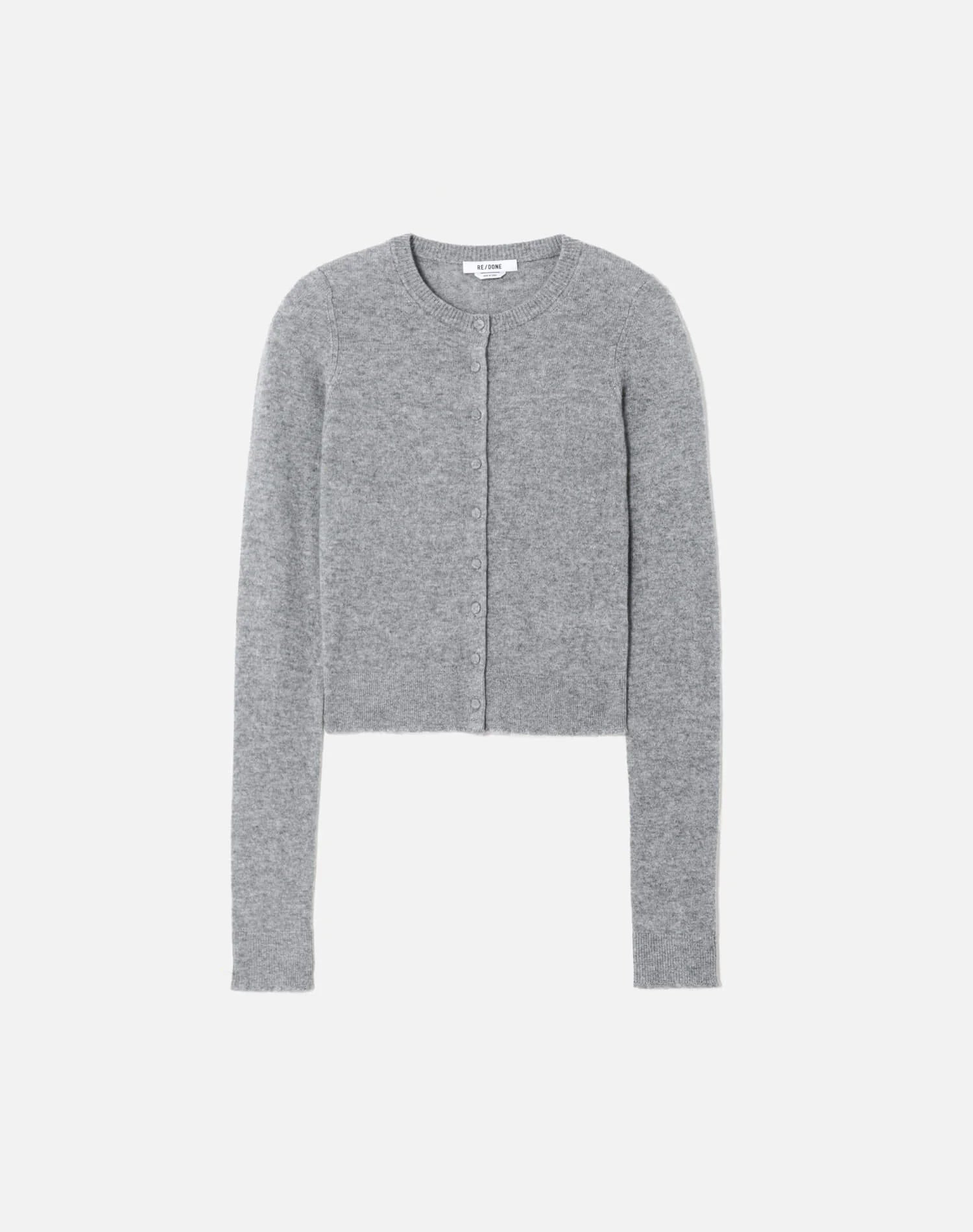 RE/DONE Cashmere Crewneck Cardigan, cardigan sweater, sweater, cashmere sweater, women's clothing