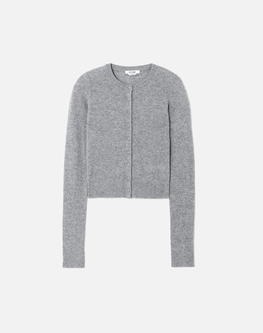 RE/DONE Cashmere Crewneck Cardigan, cardigan sweater, sweater, cashmere sweater, women's clothing