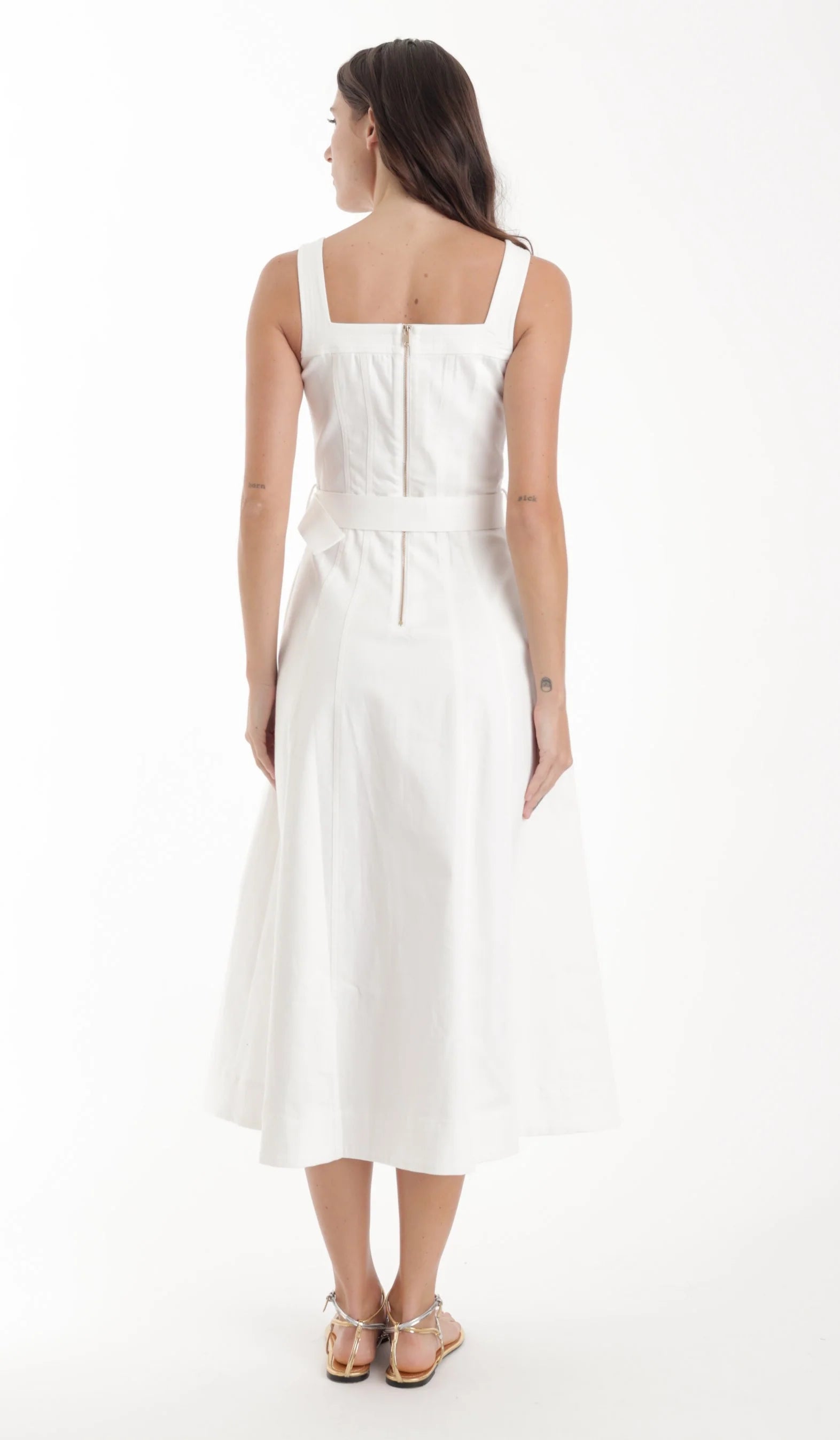 Karina Grimaldi Noa Denim Dress, white dress, sundress, belted dress, women's clothing