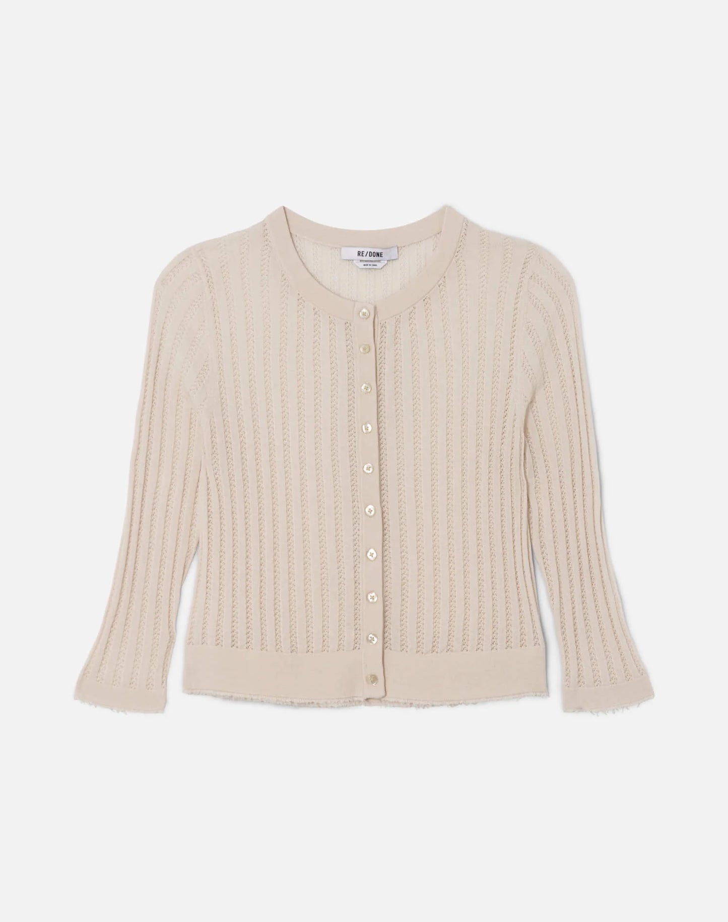 RE/DONE The Veil Pointelle Cardigan, cardigan sweater, sweater, Knit with wool–silk–cashmere blend with an airy pointelle stitch, women's clothing