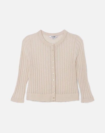 RE/DONE The Veil Pointelle Cardigan, cardigan sweater, sweater, Knit with wool–silk–cashmere blend with an airy pointelle stitch, women's clothing