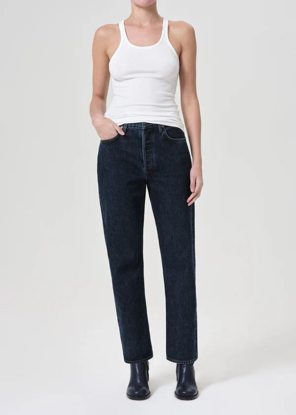 AGOLDE 90's Pinch Waist Crop in Stage, denim jeans, clean denim, cropped jeans, jeans, women's clothing