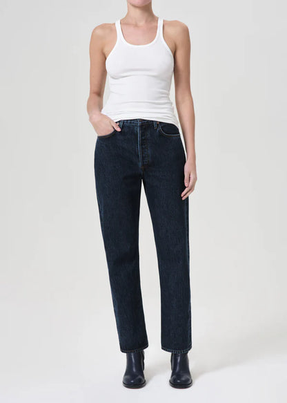 AGOLDE 90's Pinch Waist Crop in Stage, denim jeans, clean denim, cropped jeans, jeans, women's clothing