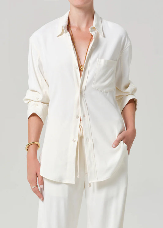 Citizens of Humanity Kayla in Portofino Twill, button-up shirt, long-sleeve collared top, women's clothing
