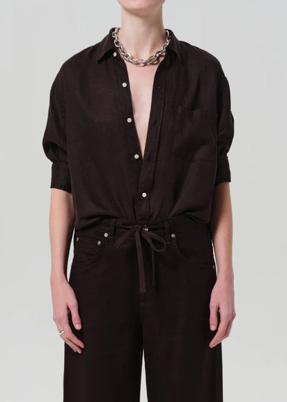 Citizens of Humanity Kayla Shrunken, button down shirt, long sleeved shirt, linen shirt, women's clothing