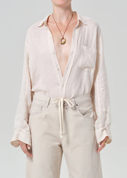 Citizens of Humanity Kayla Shrunken, button down shirt, long sleeved shirt, linen shirt, women's clothing