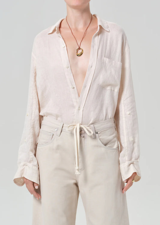 Citizens of Humanity Kayla Shrunken, button down shirt, long sleeved shirt, linen shirt, women's clothing