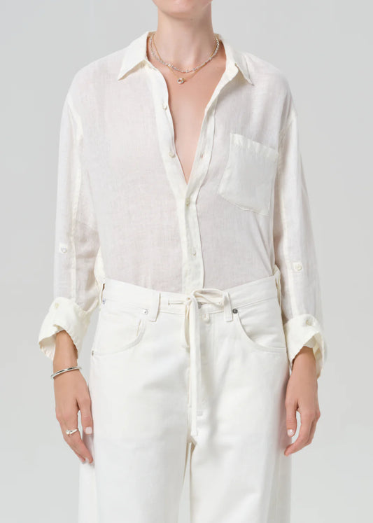 Citizens of Humanity Kayla Shrunken, button down shirt, long sleeved shirt, linen shirt, women's clothing