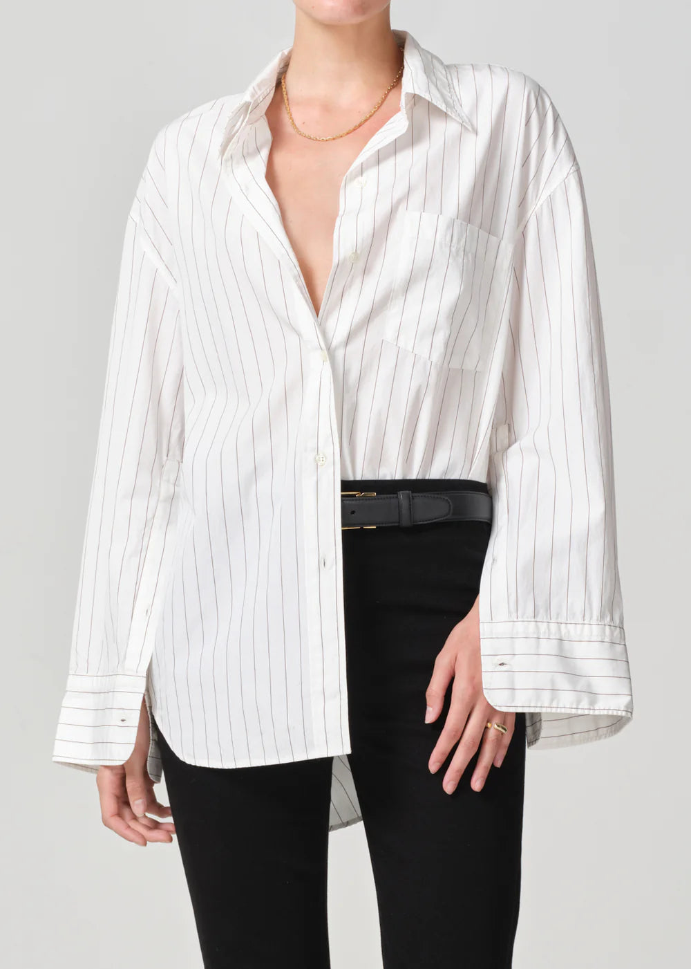 Citizens of Humanity Cocoon Shirt, oversized shirt, button down shirt, striped shirt, long sleeved top, women's clothing