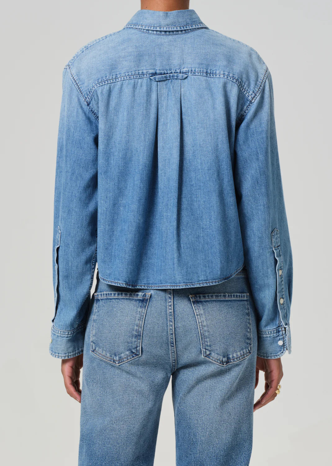 Citizens of Humanity Baby Shay Cropped Shirt, denim shirt, cropped shirt, button down shirt, jean shirt, women's clothing