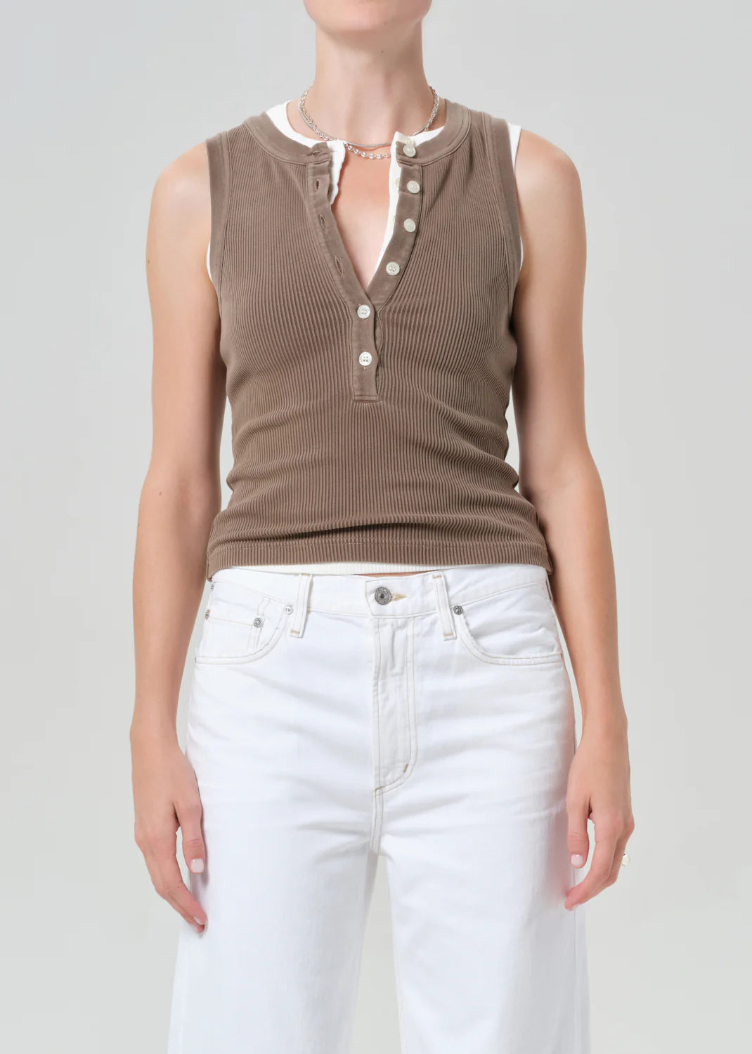 Citizens of Humanity Caralyn Tank, tank top, button front and a slim fit, sleeveless top, women's clothing