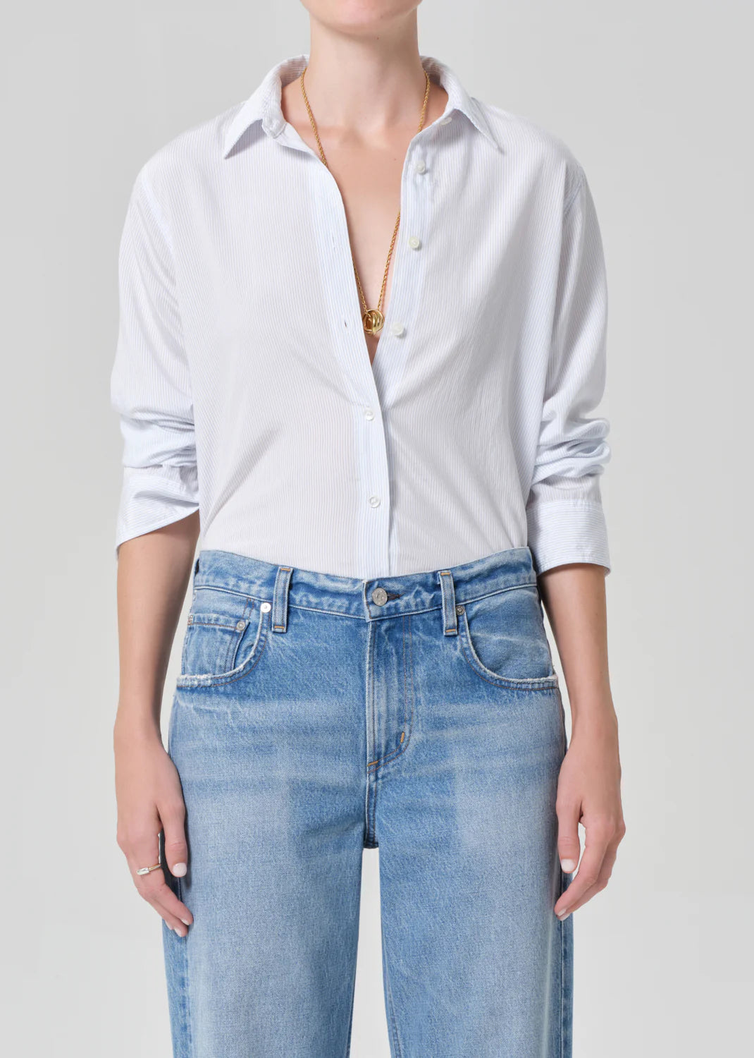 Citizens of Humanity Avni Slim Shirt, long sleeved button down striped shirt, women's clothing