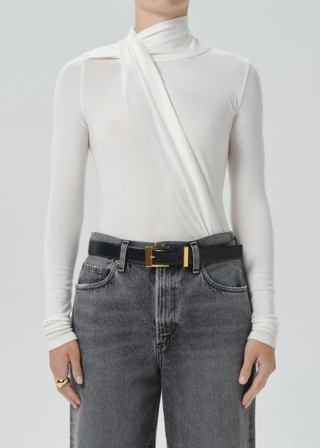 Citizens of Humanity Sculptural Bodysuit, sculpted fit with a mock neckline and asymmetrical wrap detail across the front, bodysuit, women's clothing