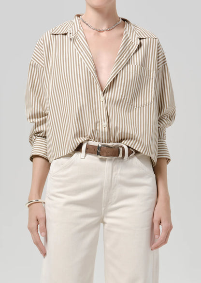 Citizens of Humanity Stripe Petit Ami Shirt,  cropped, relaxed fit, crafted from lightweight poplin, striped shirt, women's clothing