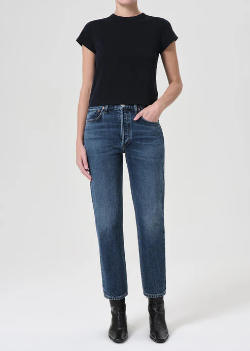 AGOLDE Riley Crop, high rise denim, cropped jeans, clean denim, women's clothing