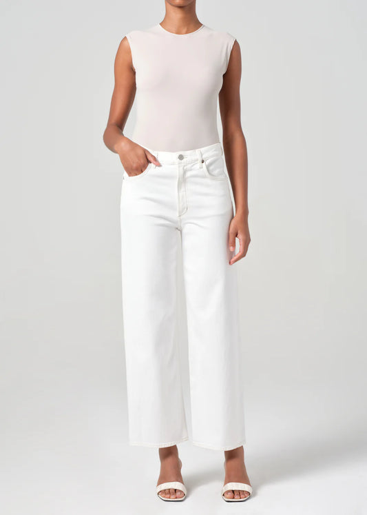AGOLDE Ren in Groove, high rise denim, denim jeans, cropped denim, clean denim, women's clothing, white denim, white jeans