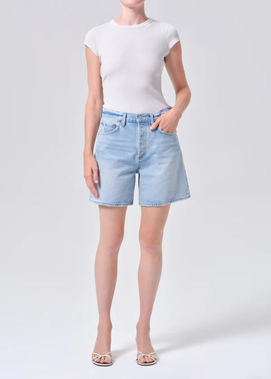AGOLDE Dame shorts, high-rise fit, relaxed silhouette, and wide leg opening, shorts, denim shorts, women's clothing