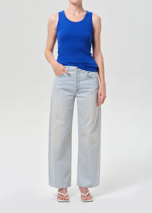 AGOLDE Arc Jean, mid-rise waist and relaxed wide-leg shape, slightly cropped denim, women's jeans