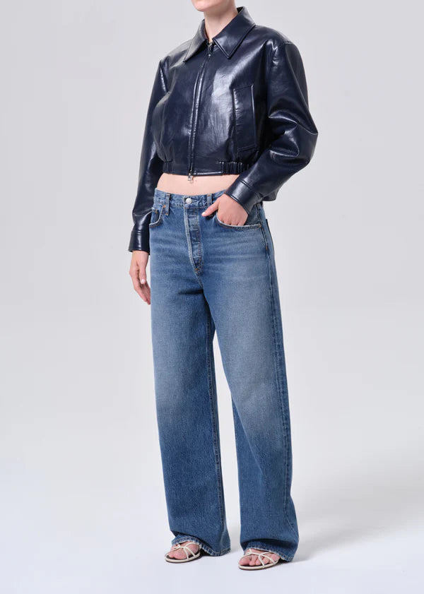 AGOLDE Nahla Cropped Jacket, leather jacket, jacket, cropped leather jacket, outerwear, women's clothing