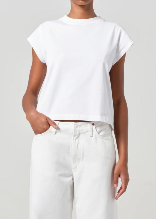 AGOLDE Bryce Cap Sleeve Tee, t-shirt, tee shirt, white tee, short sleeved shirt, women's clothing