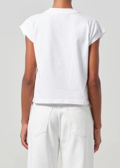 AGOLDE Bryce Cap Sleeve Tee, t-shirt, tee shirt, white tee, short sleeved shirt, women's clothing