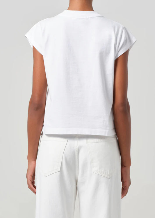 AGOLDE Bryce Cap Sleeve Tee, t-shirt, tee shirt, white tee, short sleeved shirt, women's clothing